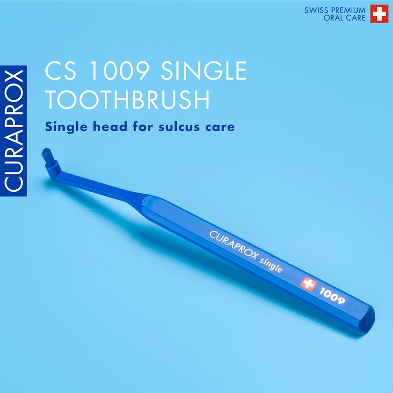 CURAPROX CS 1009 Soft Single Tuft Toothbrush I 1009 CUREN® Bristles for Precise & Gentle Plaque Removal | Promotes Healthier Gums and Teeth, Perfect for Detail Brushing, Single Pack - Image 2